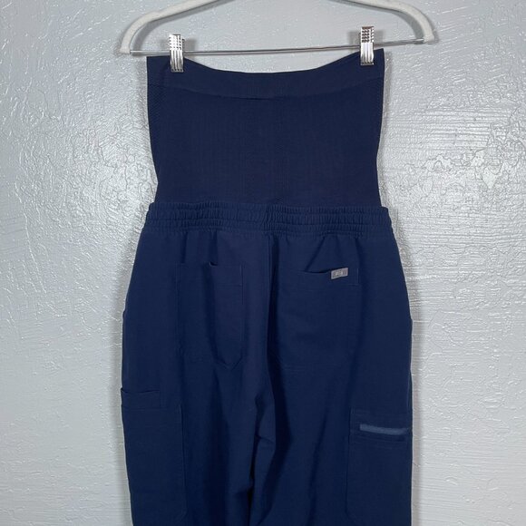 Figs Women Maternity M Navy Blue Yola Scrub Pants Belly Band Pockets Stretch - Picture 6 of 8